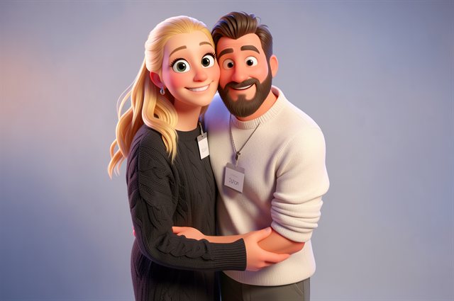 Paar als 3D-Animationsfiguren